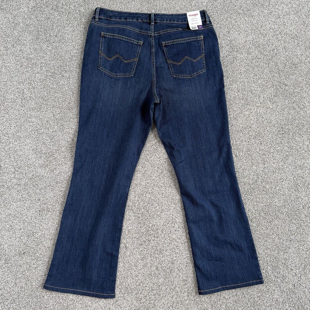 Wrangler High Rise Bootcut Jeans Womens Stretch Dark Wash Blue Size 14 32x27 NEW - Picture 2 of 14